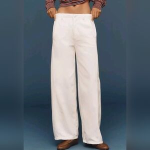 Anthropologie by Pilcro  High-Rise Tapered Jeans Ivory Pants Tall Size 23 NWT